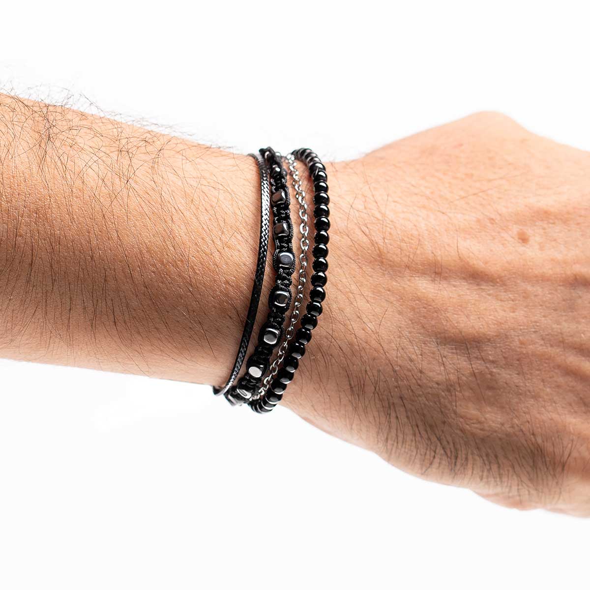 Handmade Men's Adjustable Multiline Beaded Bracelet