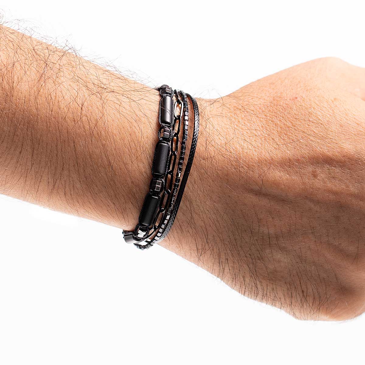 Handmade Men's Adjustable Multiline Beaded Bracelet