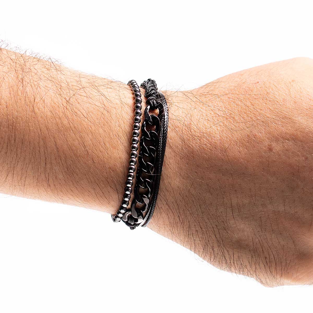 Handmade Men's Adjustable Multiline Beaded Bracelet