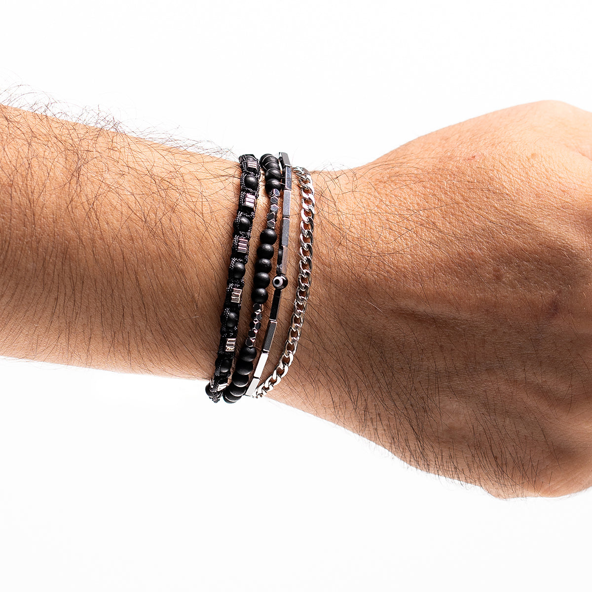 Handmade Men's Adjustable Multiline Beaded Bracelet
