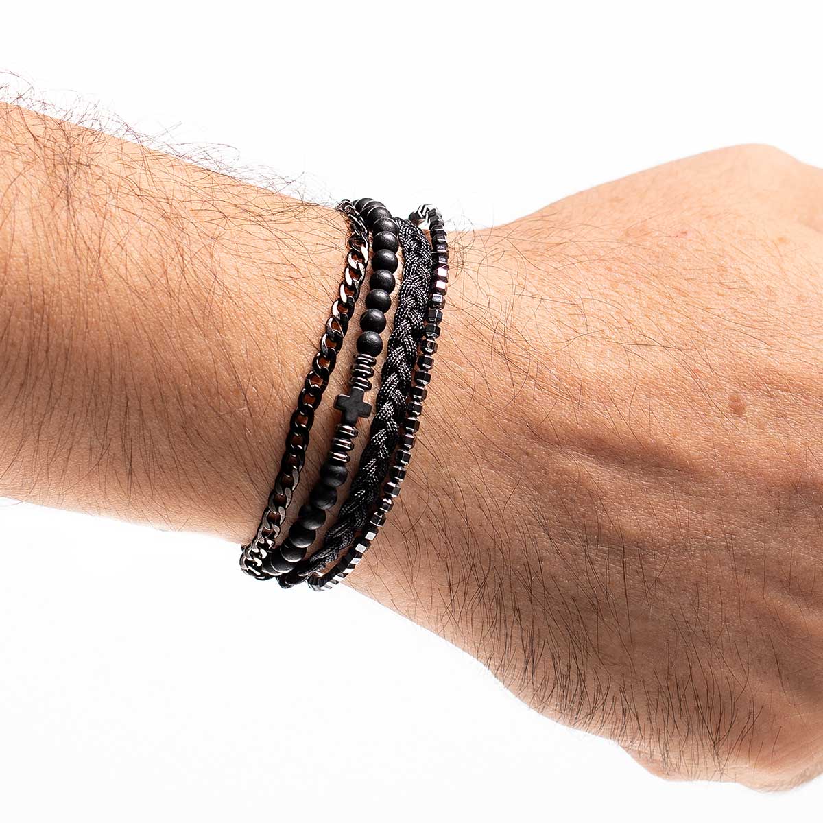 Handmade Men's Adjustable Multiline Beaded Bracelet
