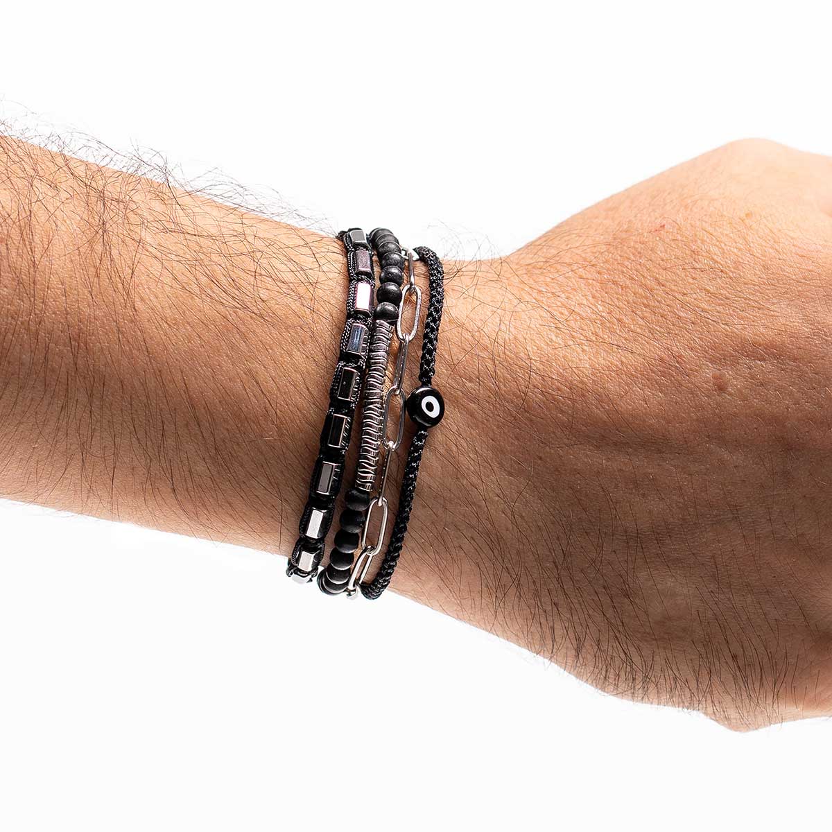 Handmade Men's Adjustable Multiline Beaded Bracelet
