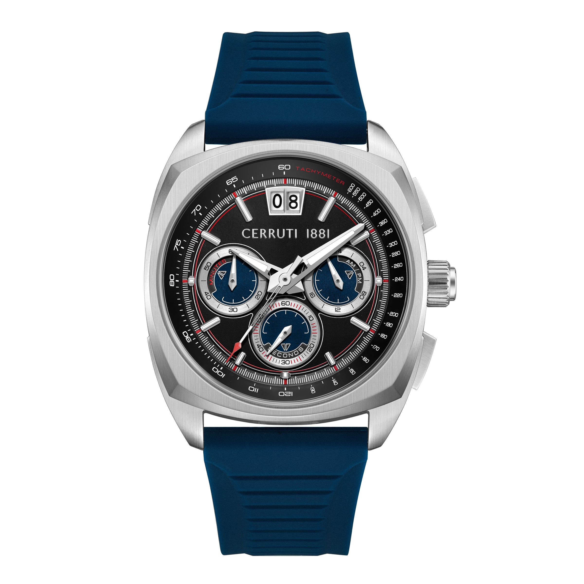 Cerruti 1881 Cuneo Silicone Strap Chronograph Watch for Men, 41.3mm
