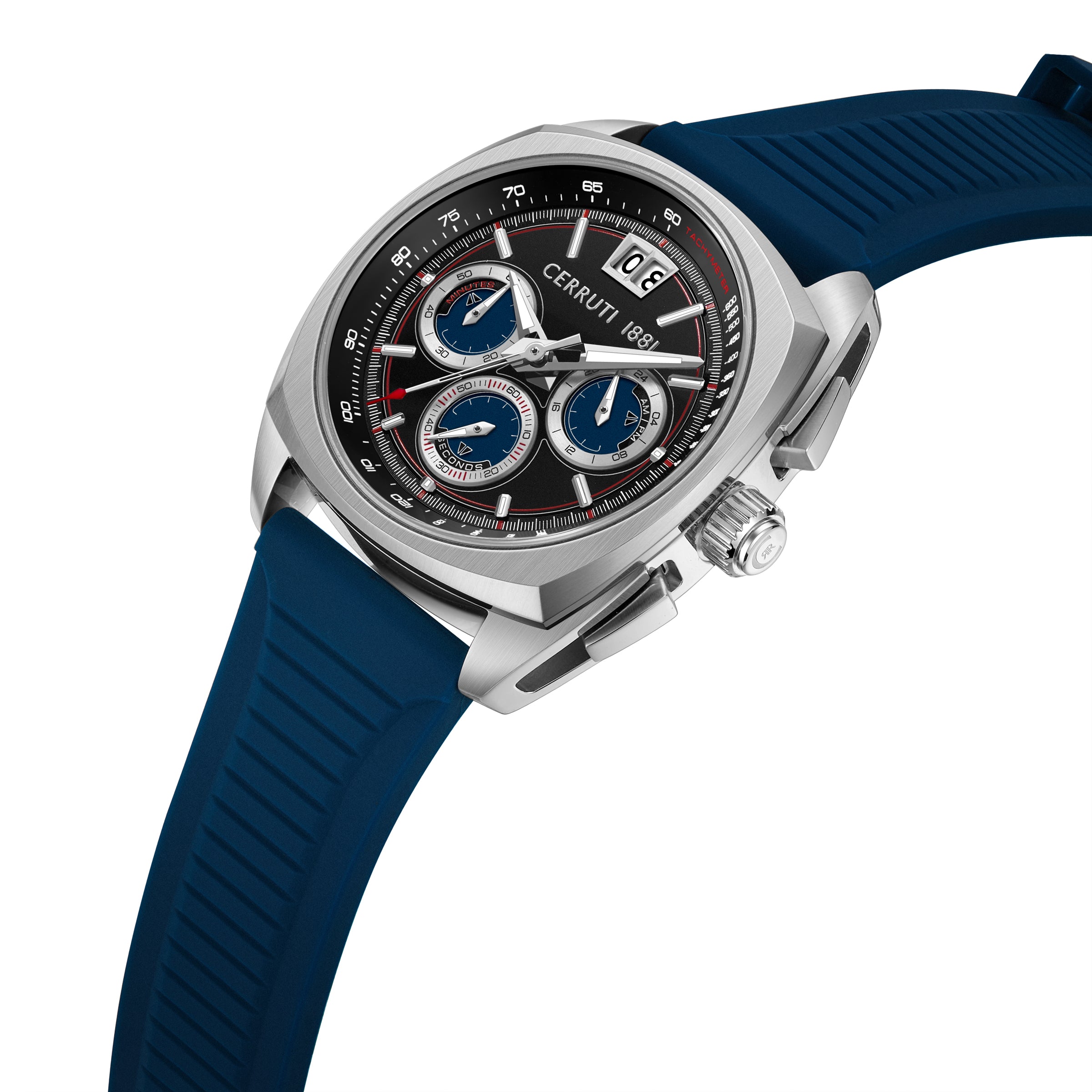 Cerruti 1881 Cuneo Silicone Strap Chronograph Watch for Men, 41.3mm