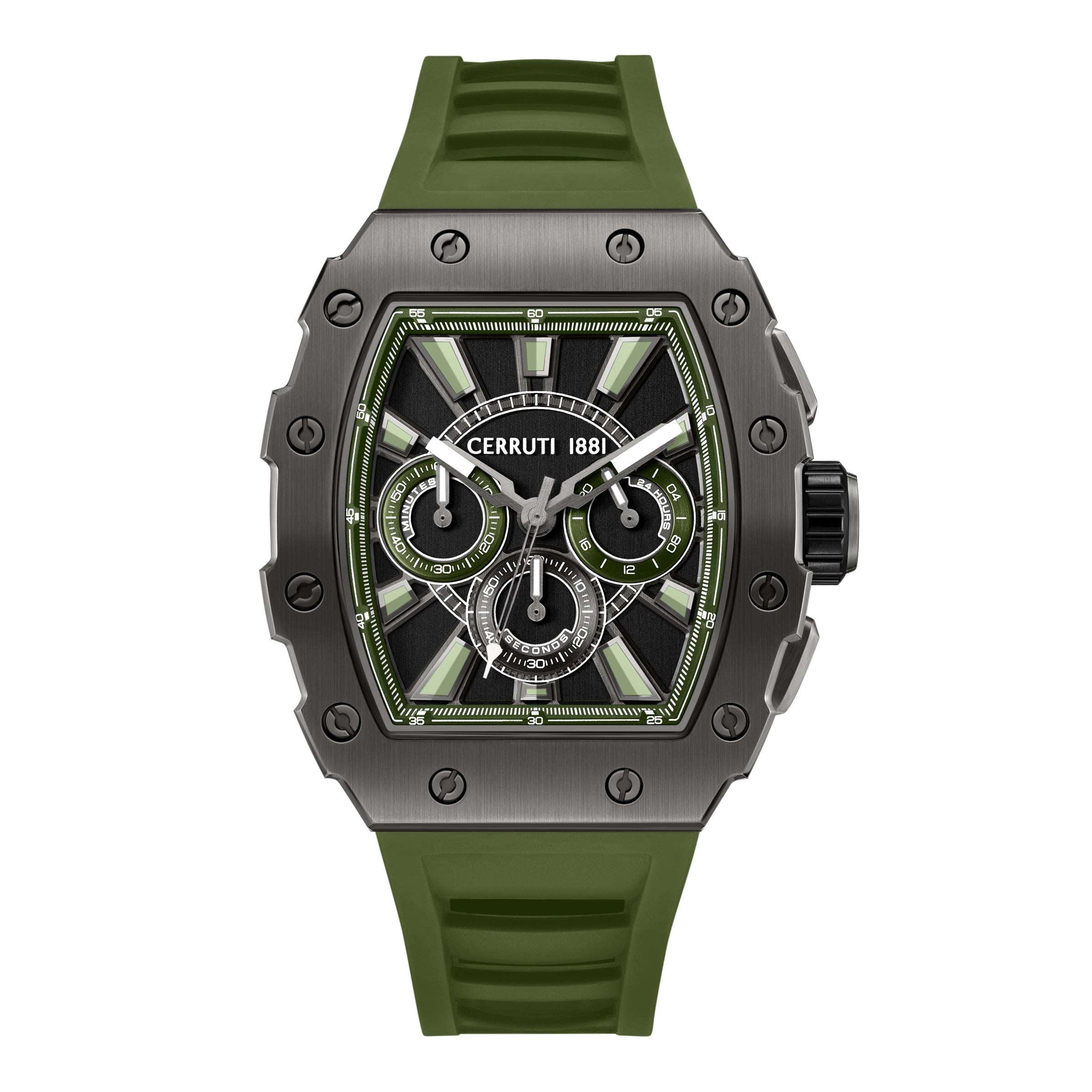 Cerruti 1881 Gubbio Silicone Strap Chronograph Watch for Men, 43.5mm
