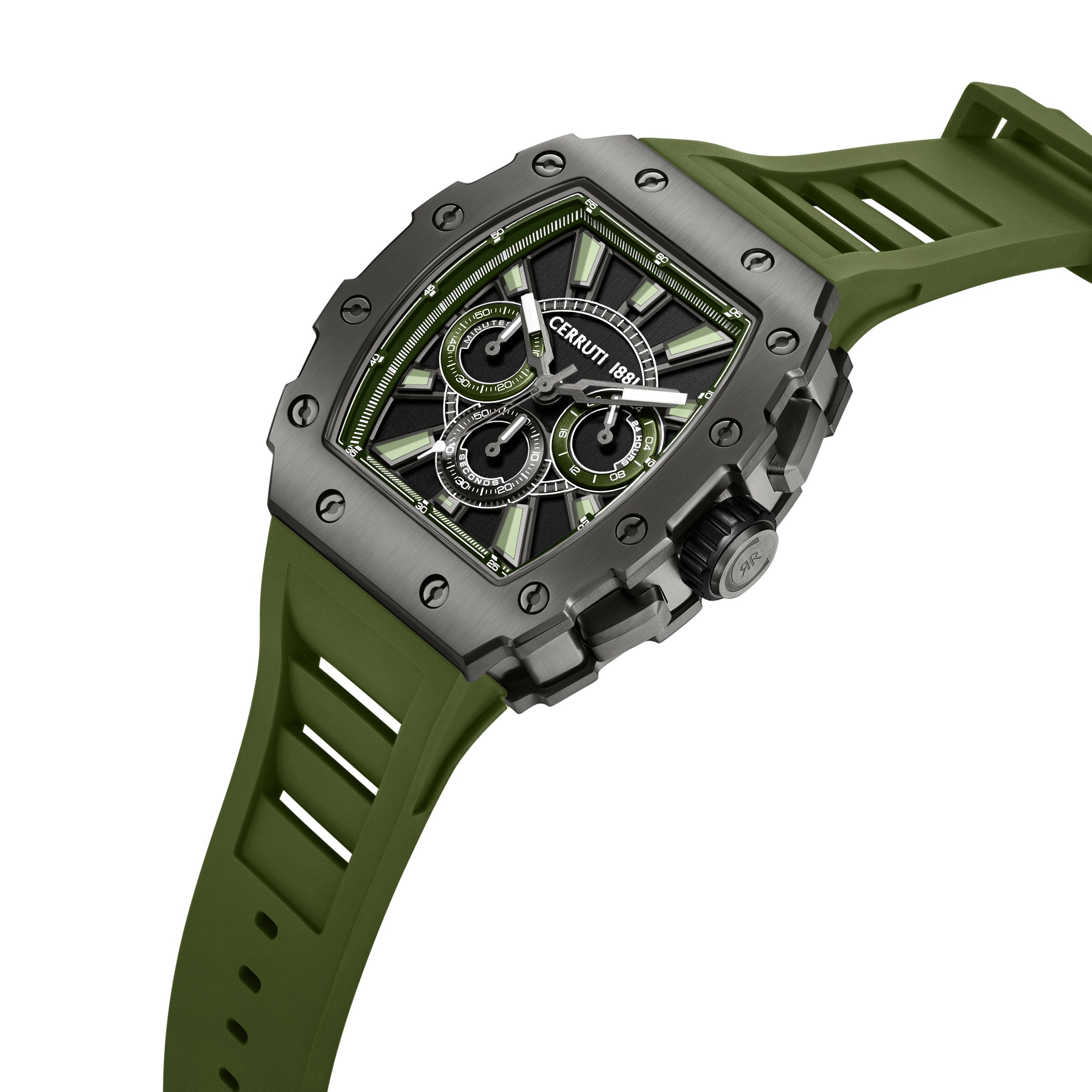 Cerruti 1881 Gubbio Silicone Strap Chronograph Watch for Men, 43.5mm