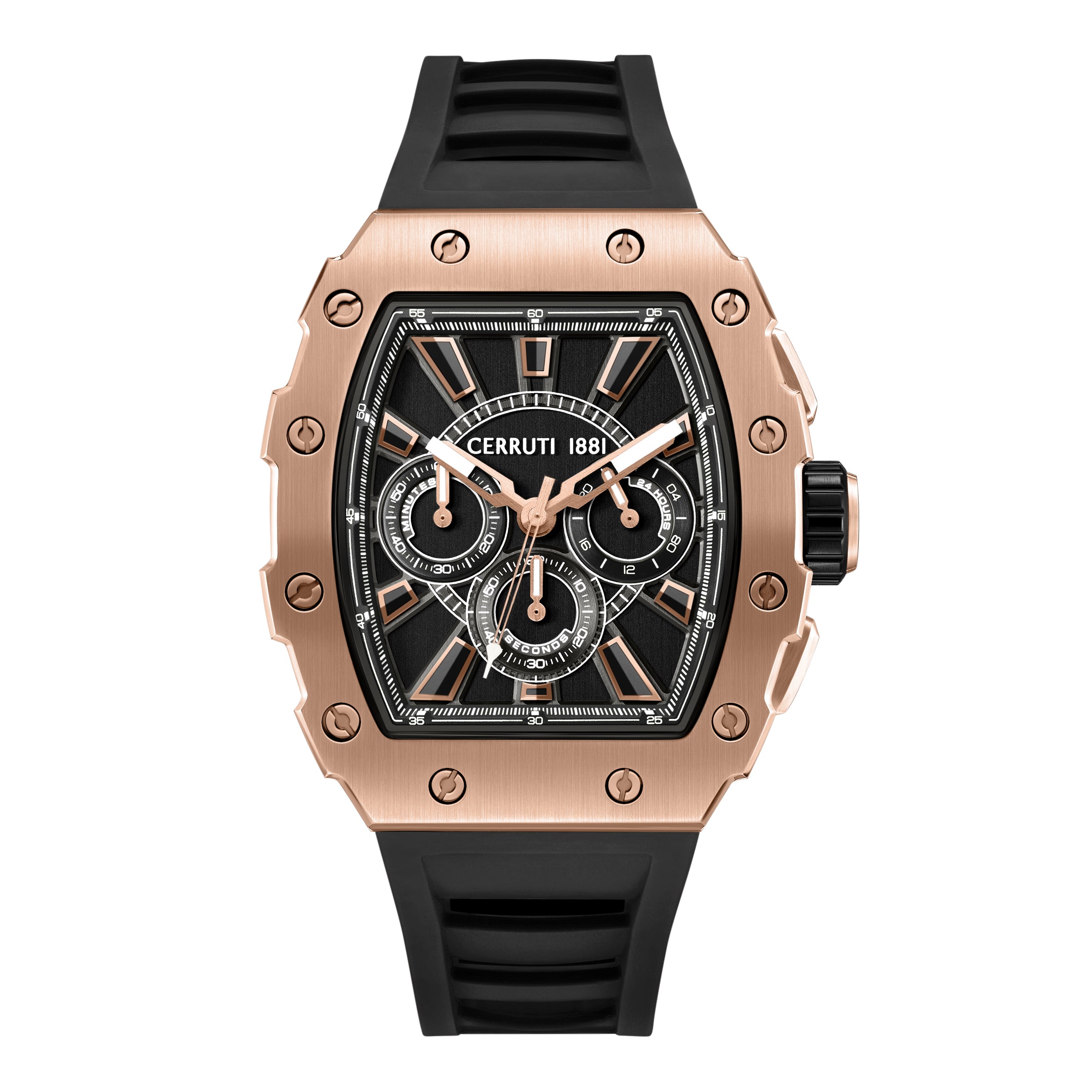 Cerruti 1881 Gubbio Silicone Strap Chronograph Watch for Men, 43.5mm