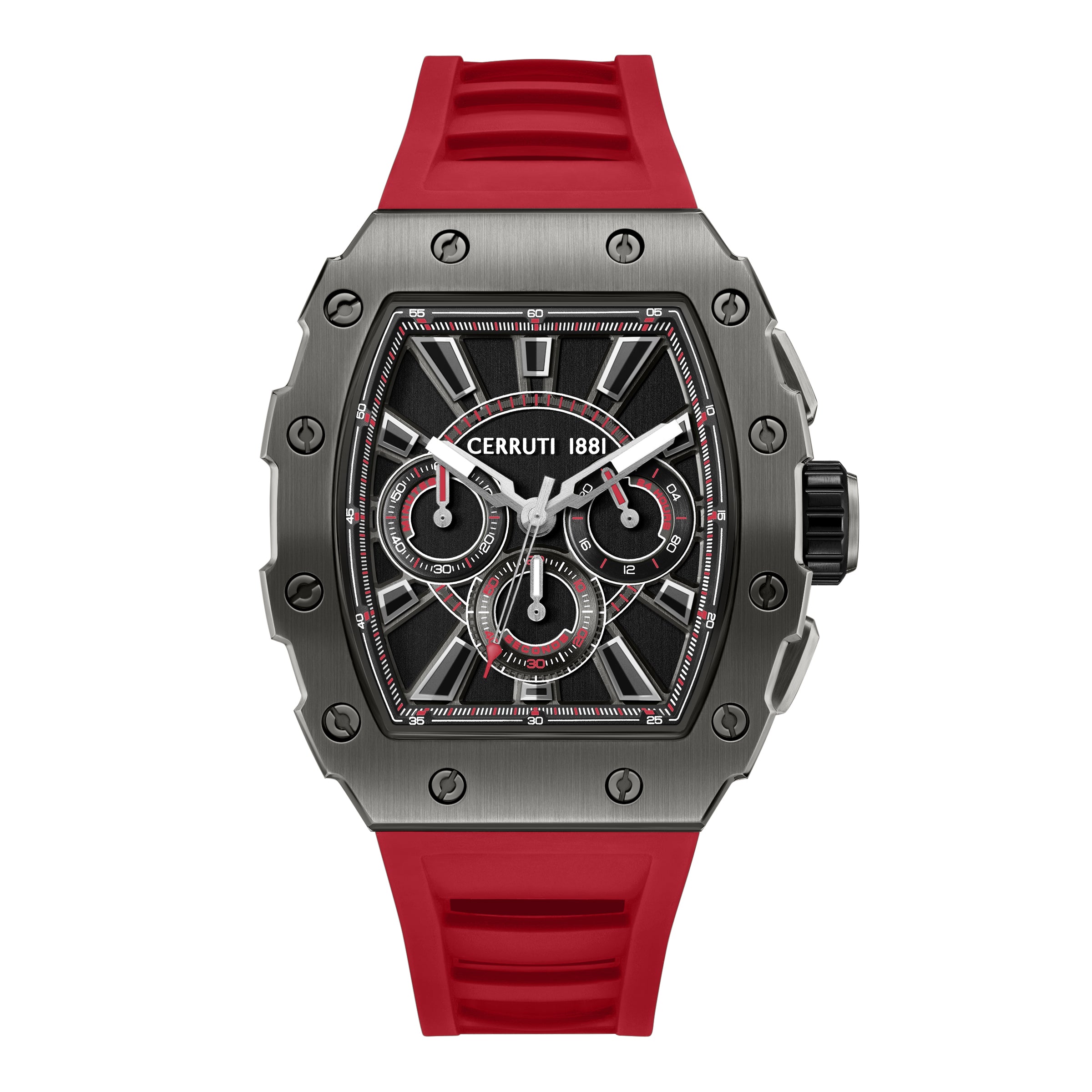 Cerruti 1881 Gubbio Silicone Strap Chronograph Watch for Men, 43.5mm
