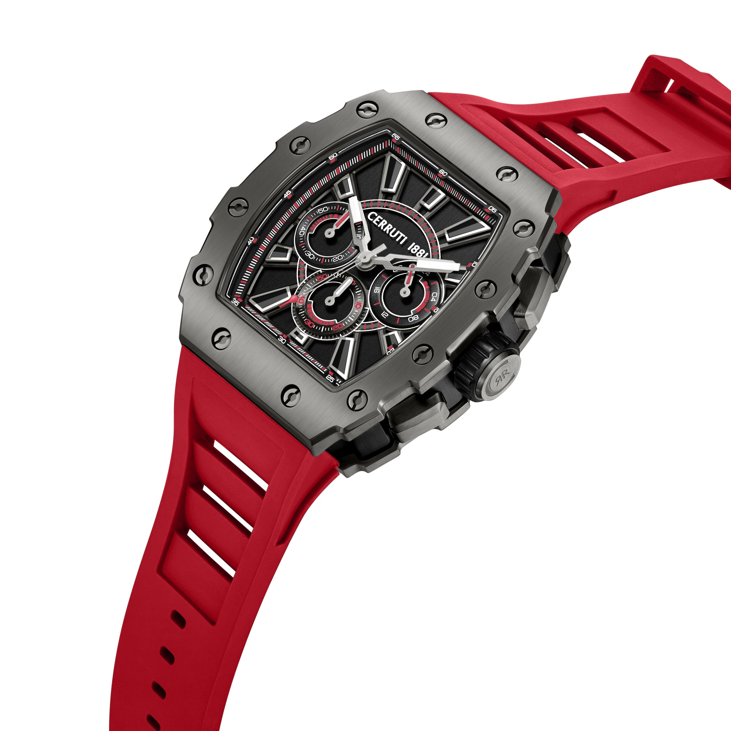Cerruti 1881 Gubbio Silicone Strap Chronograph Watch for Men, 43.5mm