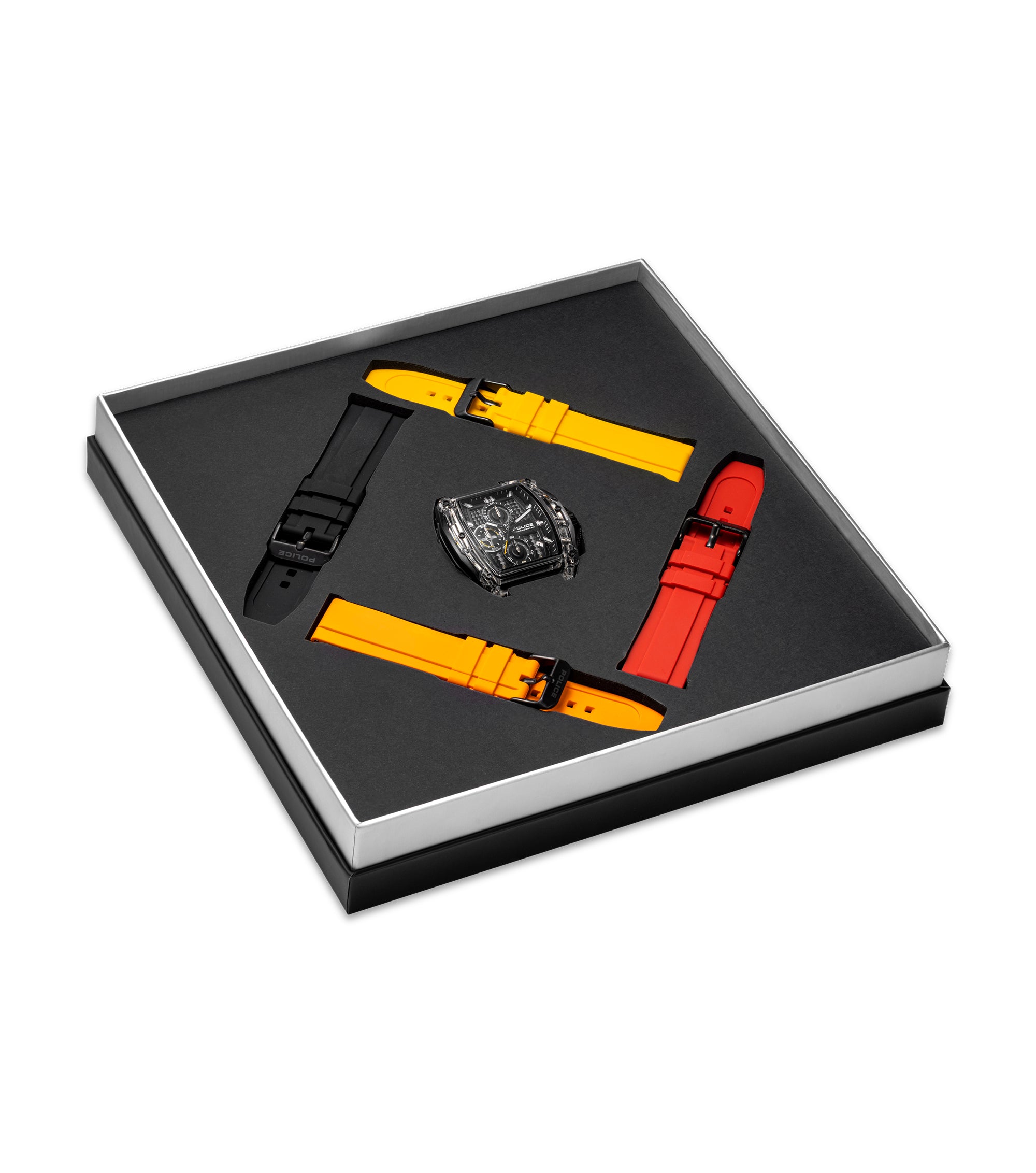 Police Clout Tank Interchangeable Silicone Straps Chronograph Watch for Men, 53.5mm