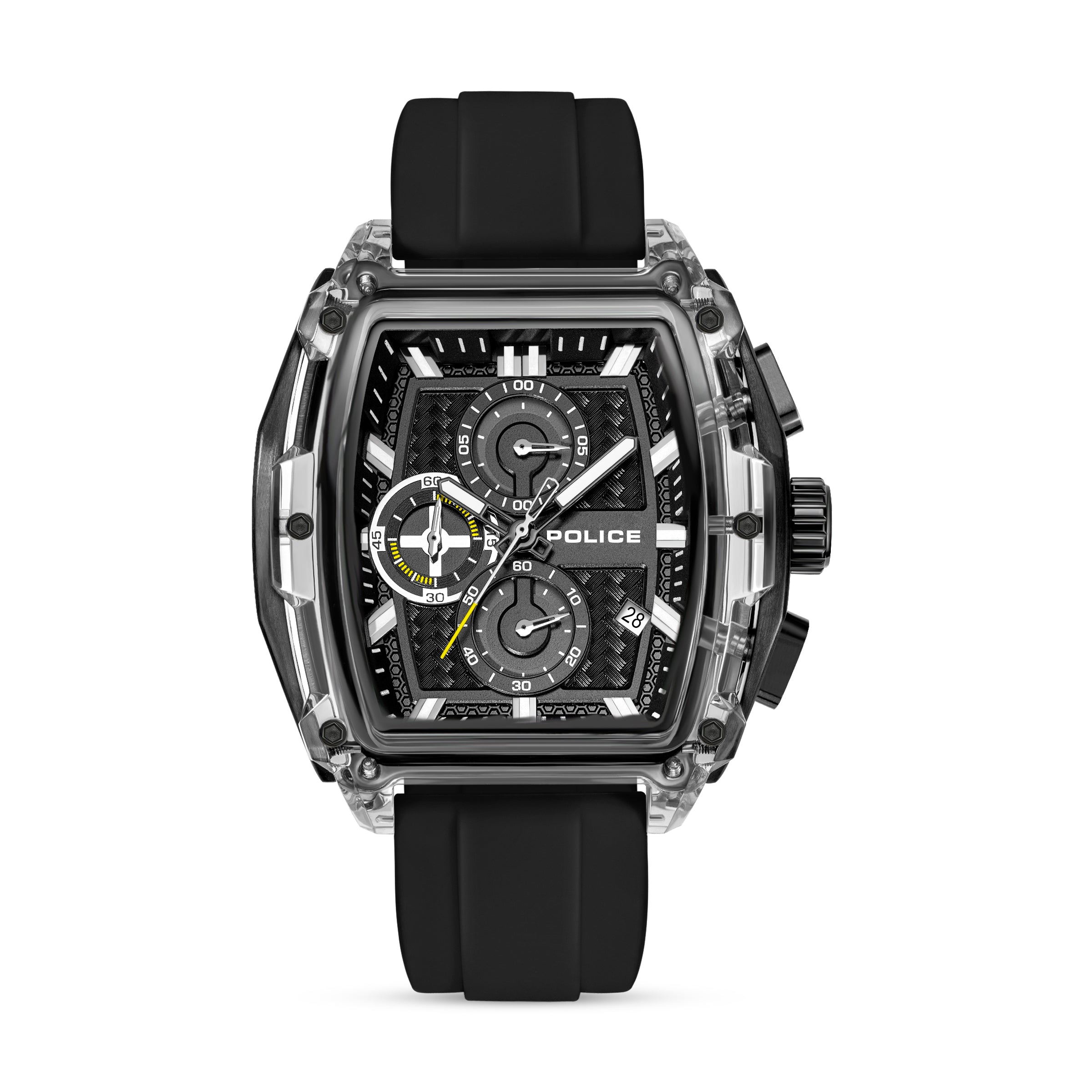 Police Clout Tank Interchangeable Silicone Straps Chronograph Watch for Men, 53.5mm