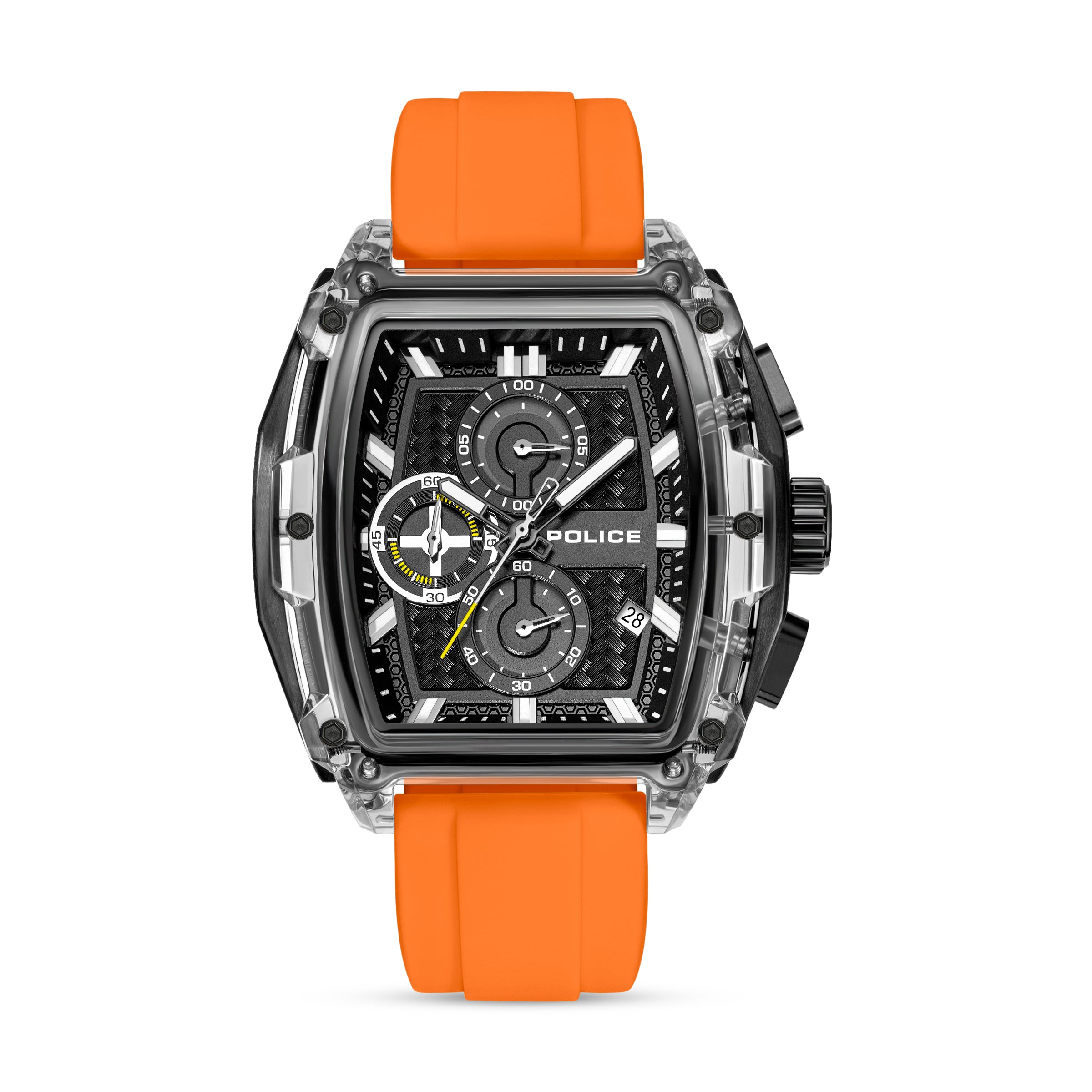 Police Clout Tank Interchangeable Silicone Straps Chronograph Watch for Men, 53.5mm