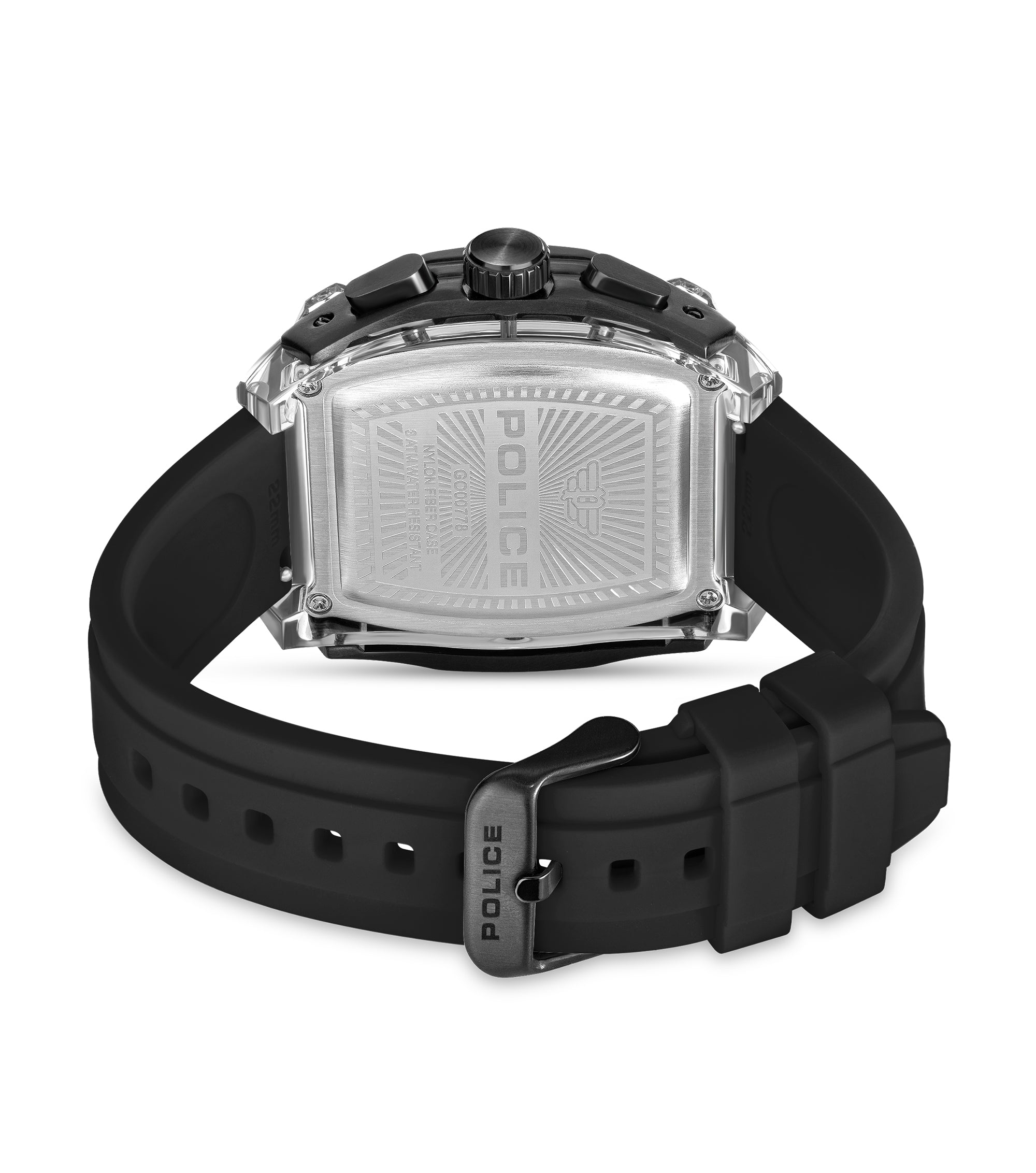 Police Clout Tank Interchangeable Silicone Straps Chronograph Watch for Men, 53.5mm