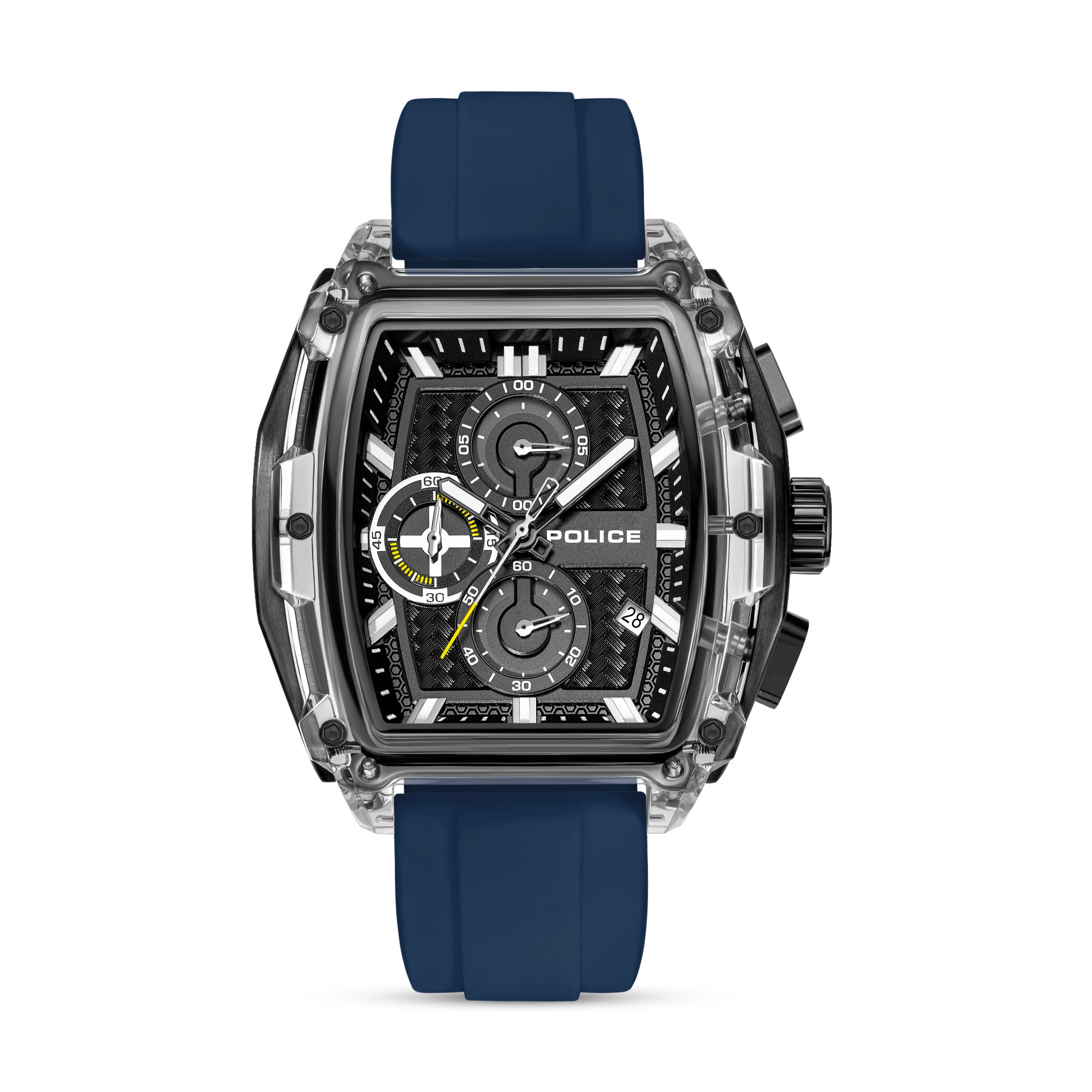 Police Clout Tank Interchangeable Silicone Straps Chronograph Watch for Men, 53.5mm