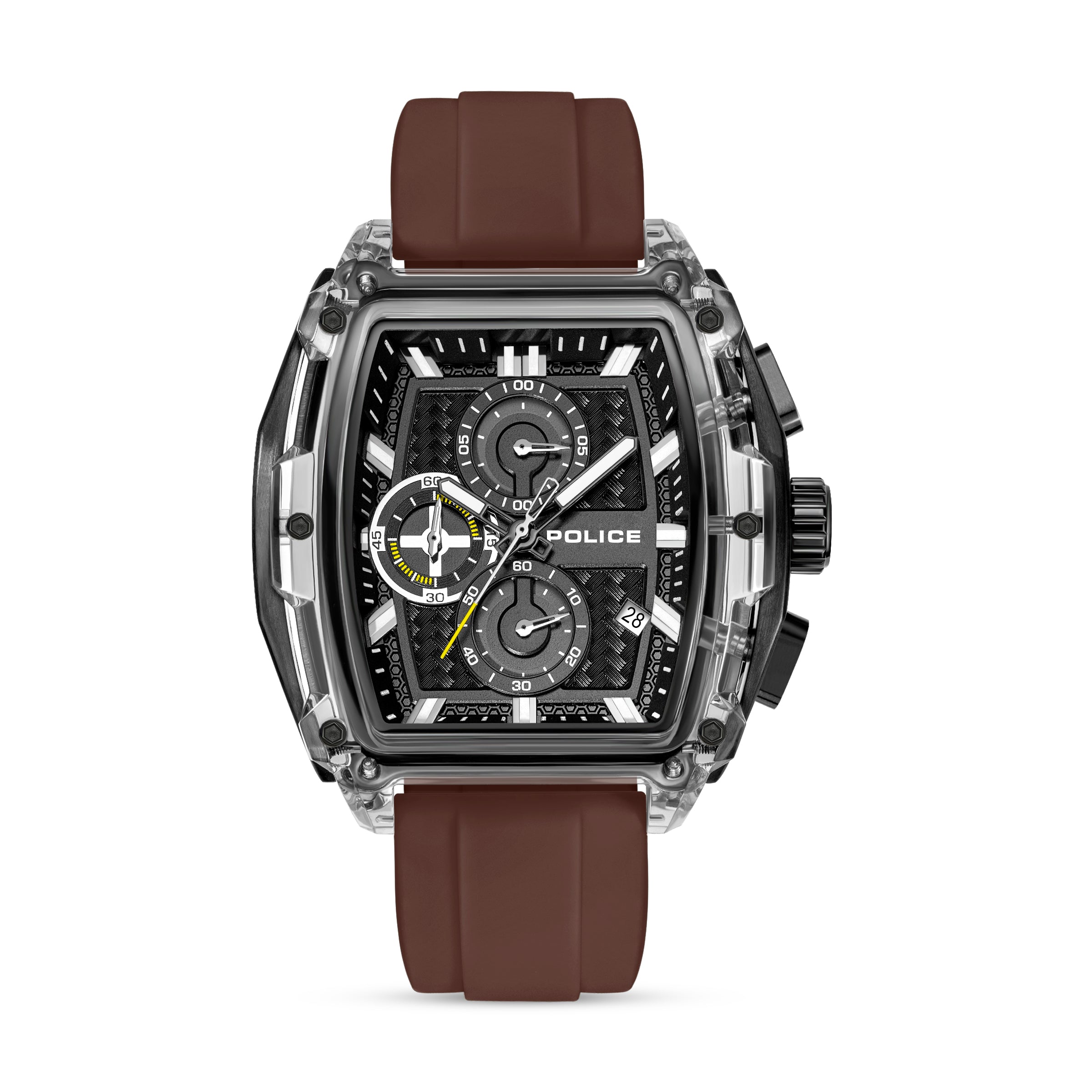Police Clout Tank Interchangeable Silicone Straps Chronograph Watch for Men, 53.5mm
