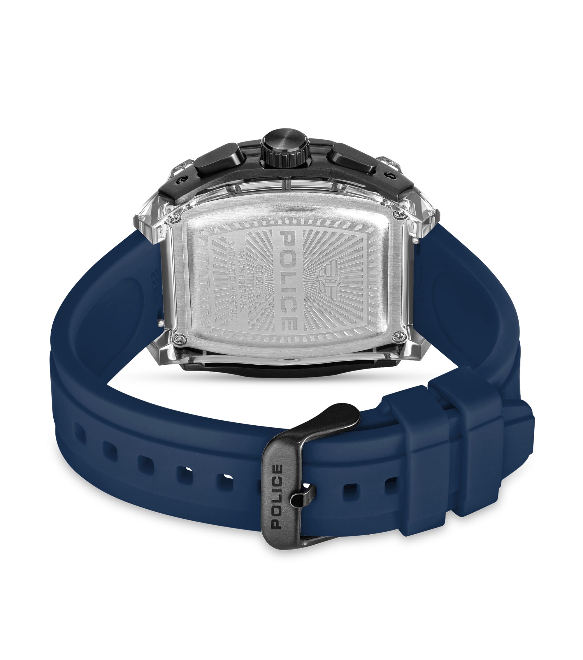 Police Clout Tank Interchangeable Silicone Straps Chronograph Watch for Men, 53.5mm