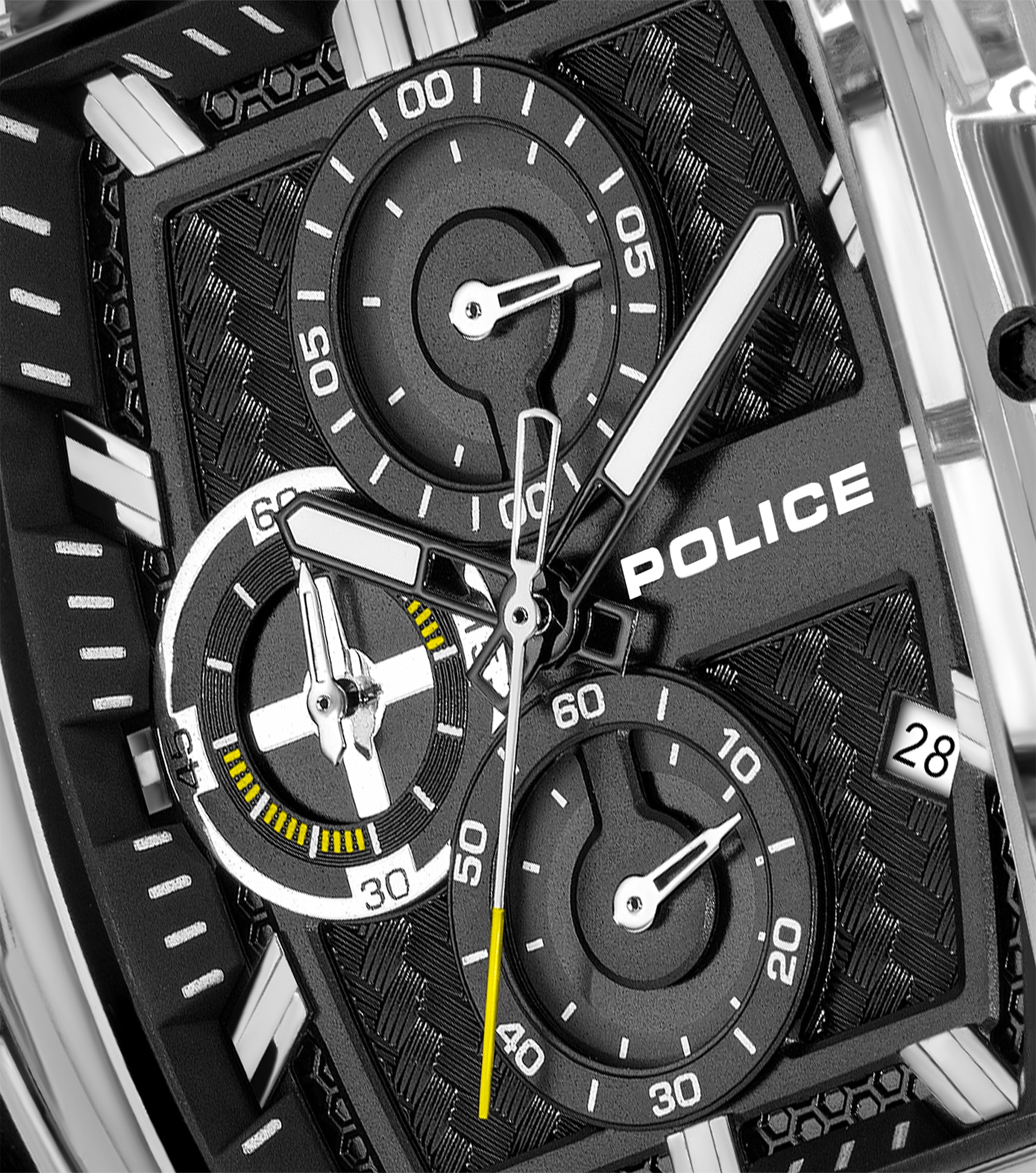 Police Clout Tank Interchangeable Silicone Straps Chronograph Watch for Men, 53.5mm