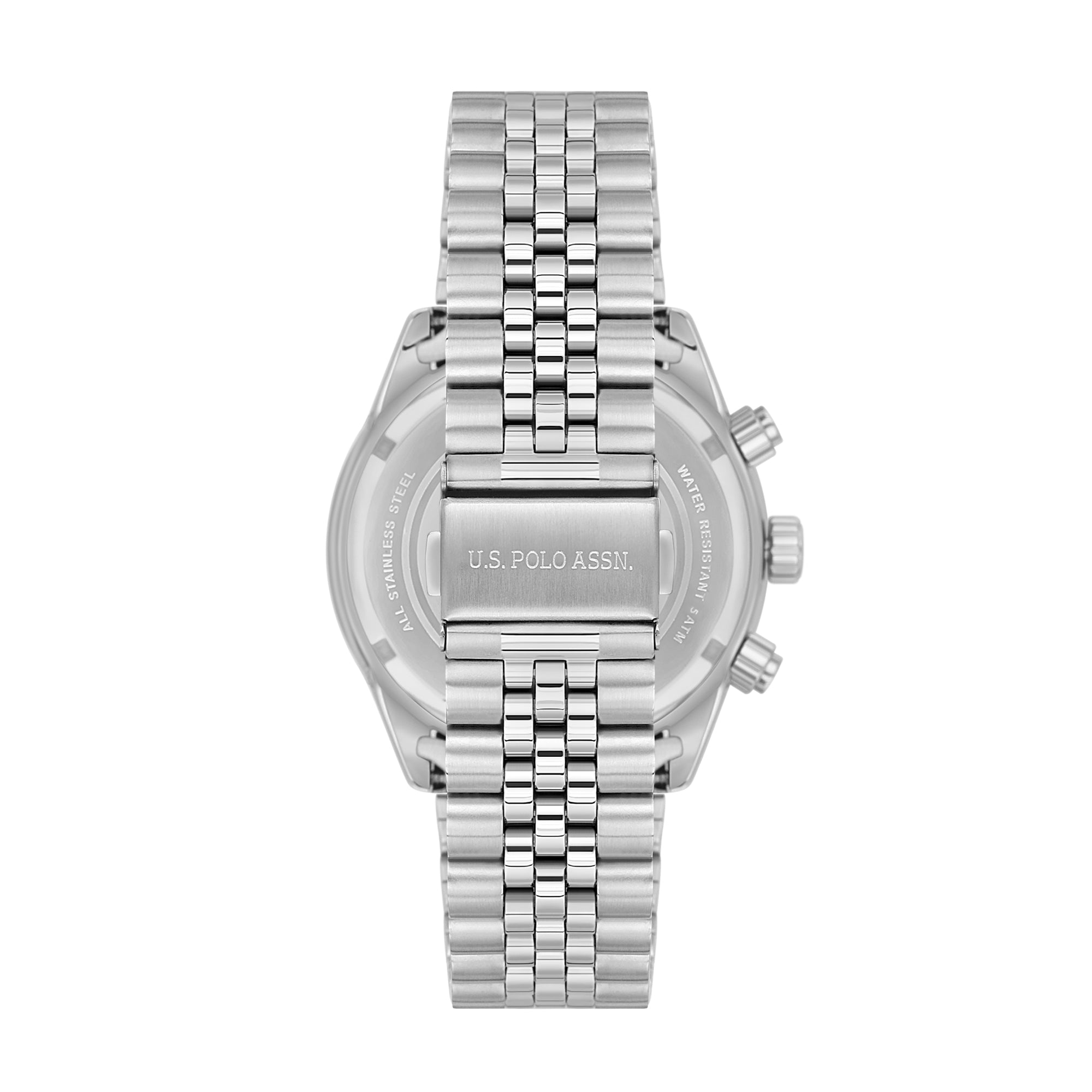 U.S. Polo Assn. Crossing Stainless Steel Bracelet Multifunction Watch for Men, 46mm