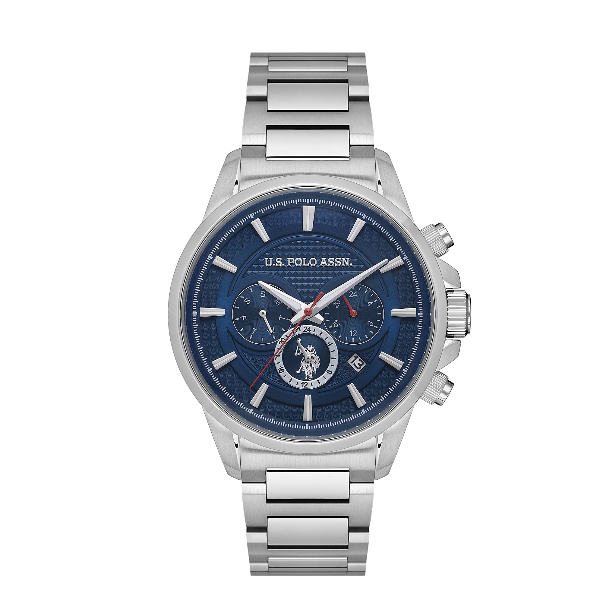 U.S. Polo Assn. Crossing Stainless Steel Bracelet Multifunction Watch for Men, 45mm