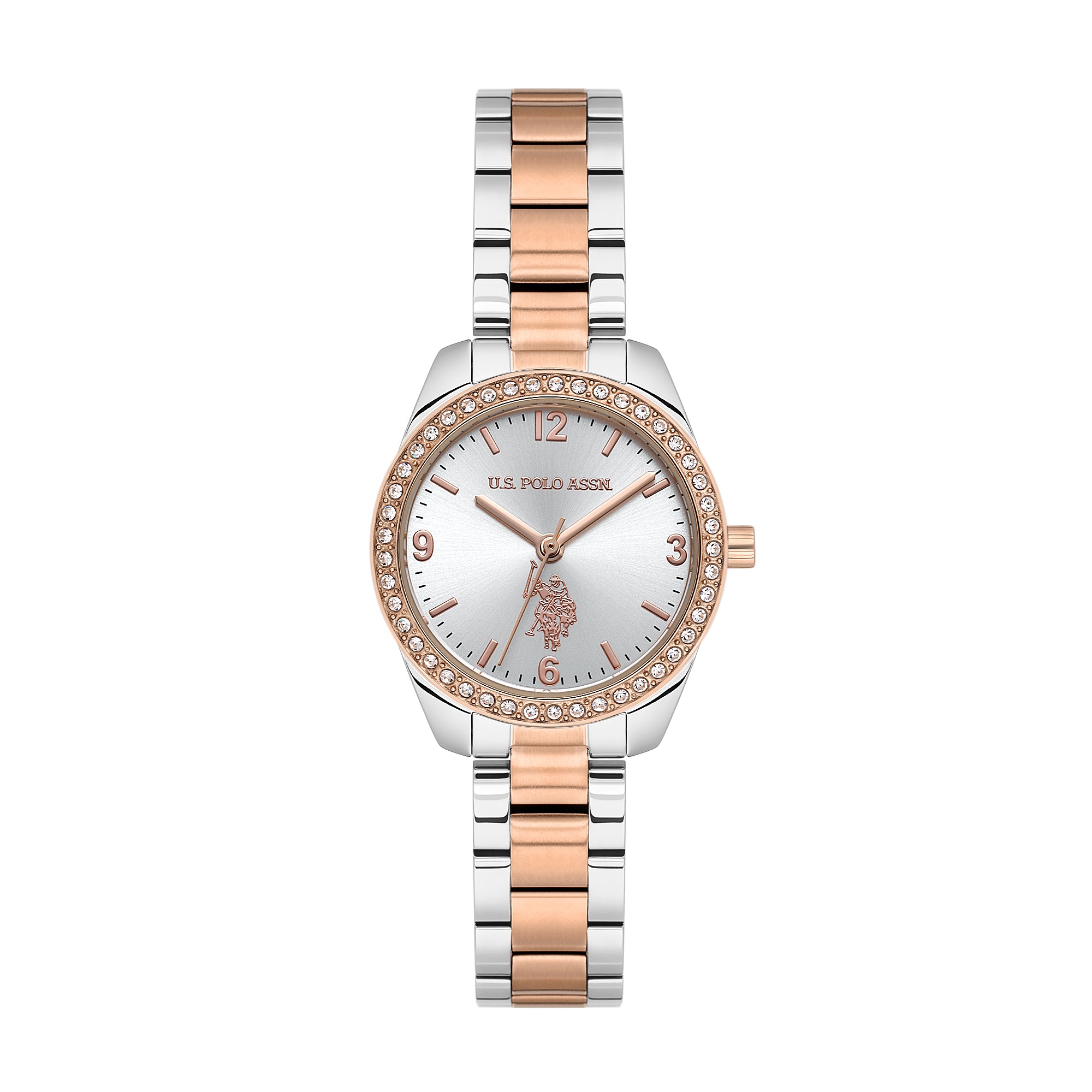 U.S. Polo Assn. Novelties Stainless Steel Bracelet Analog Watch for Women, 28mm
