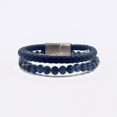 Handmade Men's Beaded Leather Bracelet