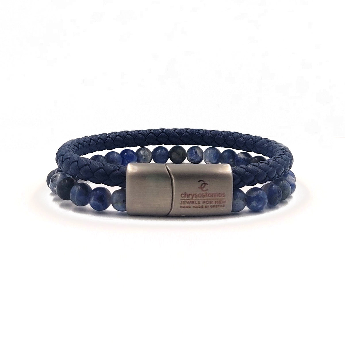 Handmade Men's Beaded Leather Bracelet