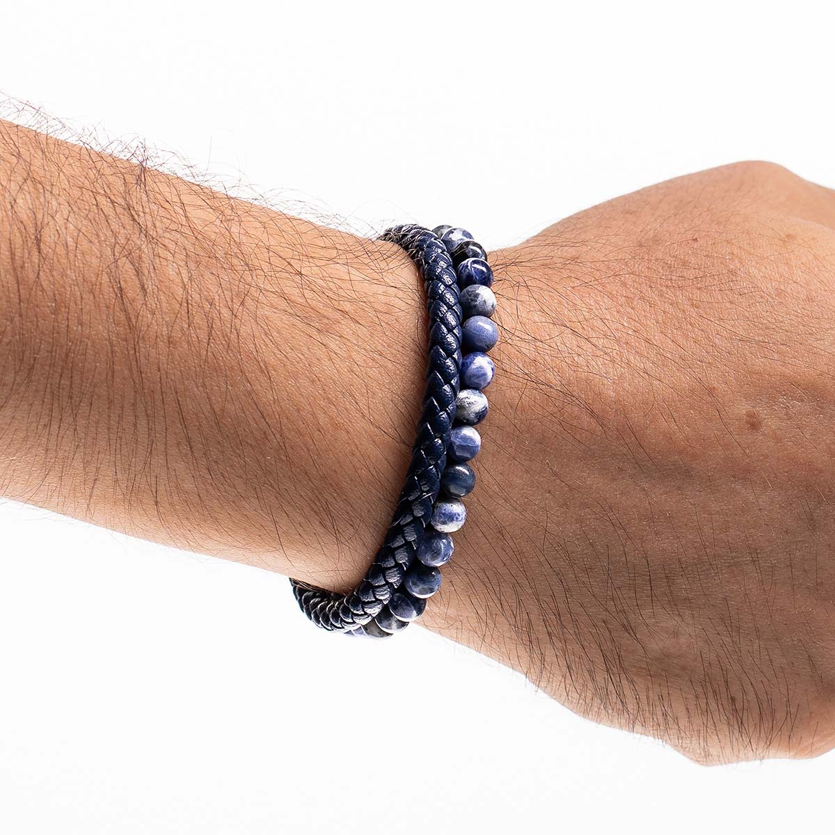 Handmade Men's Beaded Leather Bracelet