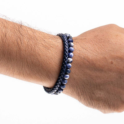 Handmade Men's Beaded Leather Bracelet