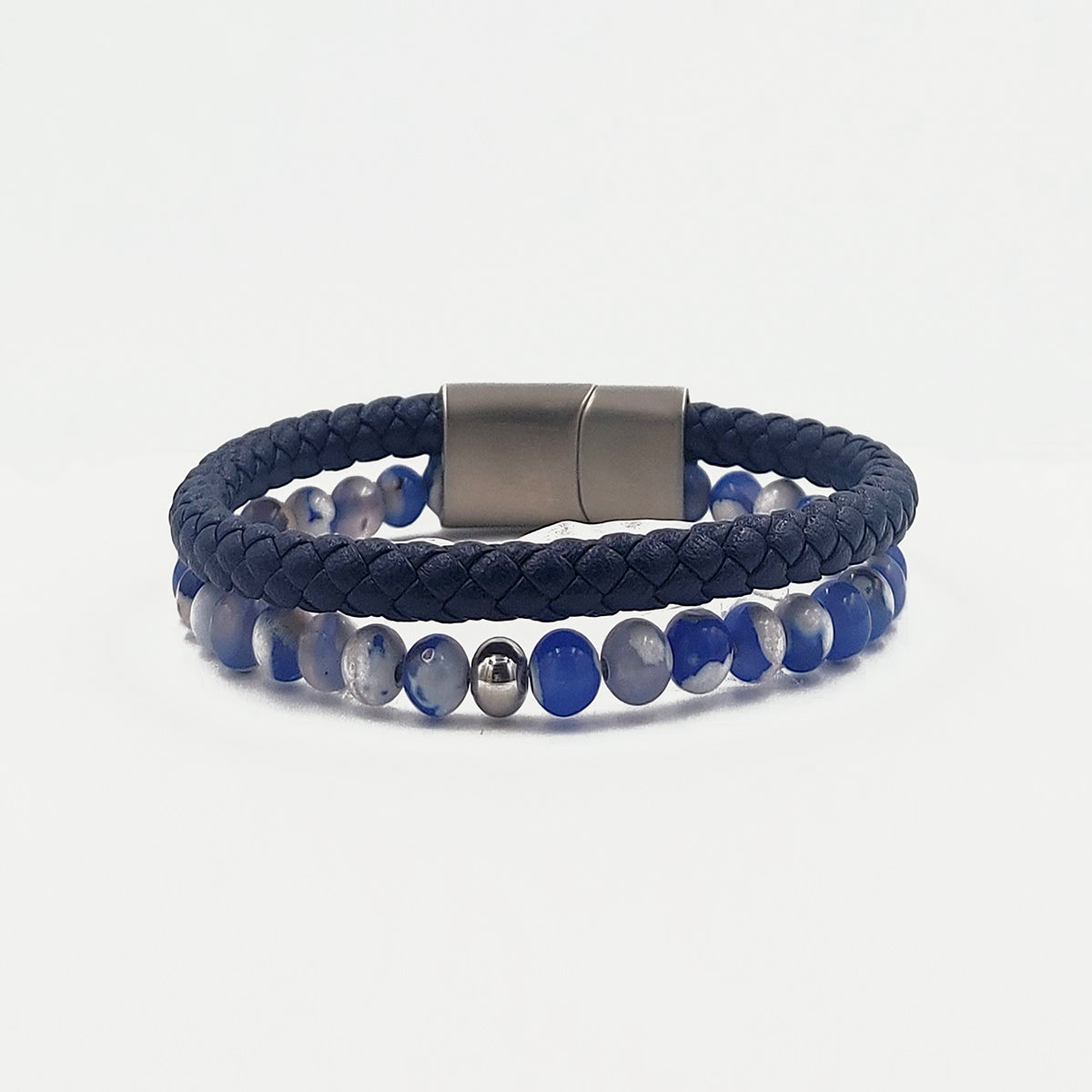 Handmade Men's Beaded Leather Bracelet