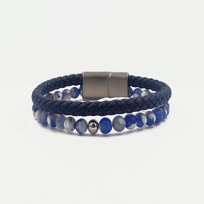 Handmade Men's Beaded Leather Bracelet