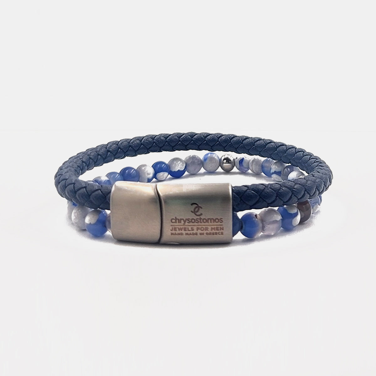 Handmade Men's Beaded Leather Bracelet