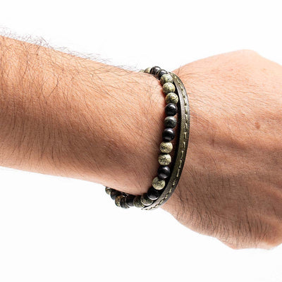 Handmade Men's Beaded Leather Bracelet