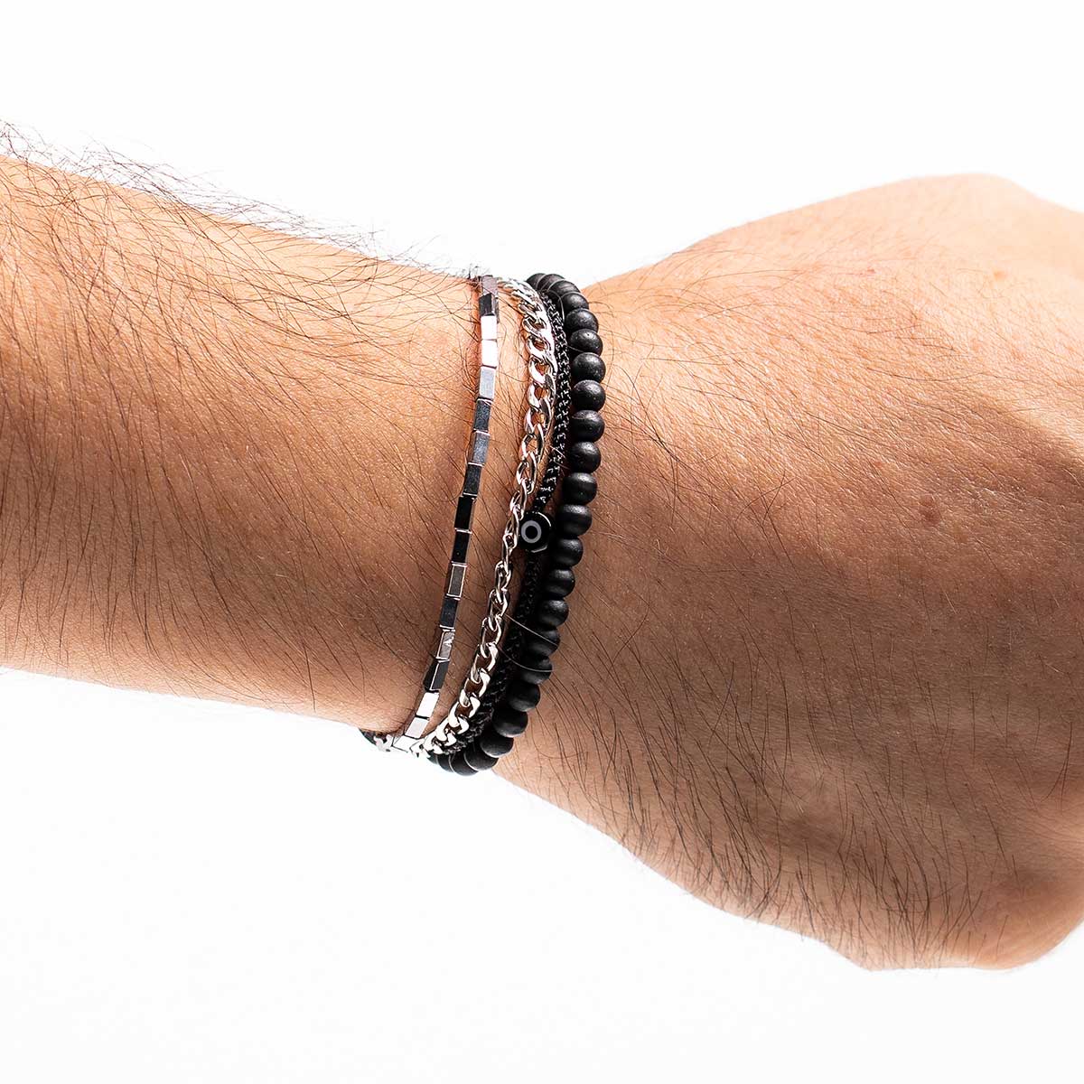 Handmade Men's Adjustable Multiline Beaded Bracelet