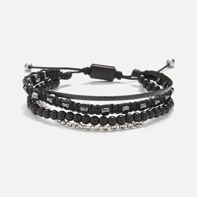 Handmade Men's Adjustable Multiline Beaded Bracelet