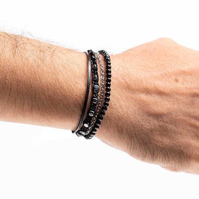 Handmade Men's Adjustable Multiline Beaded Bracelet