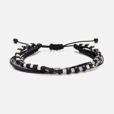 Handmade Men's Adjustable Multiline Beaded Bracelet