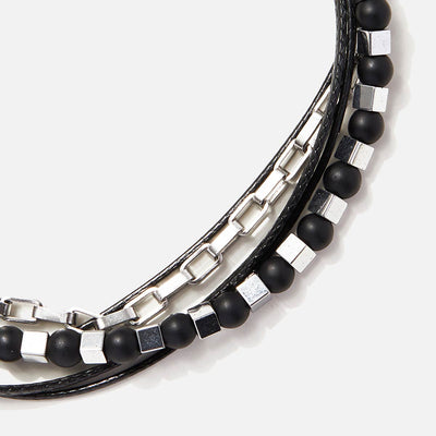 Handmade Men's Adjustable Multiline Beaded Bracelet