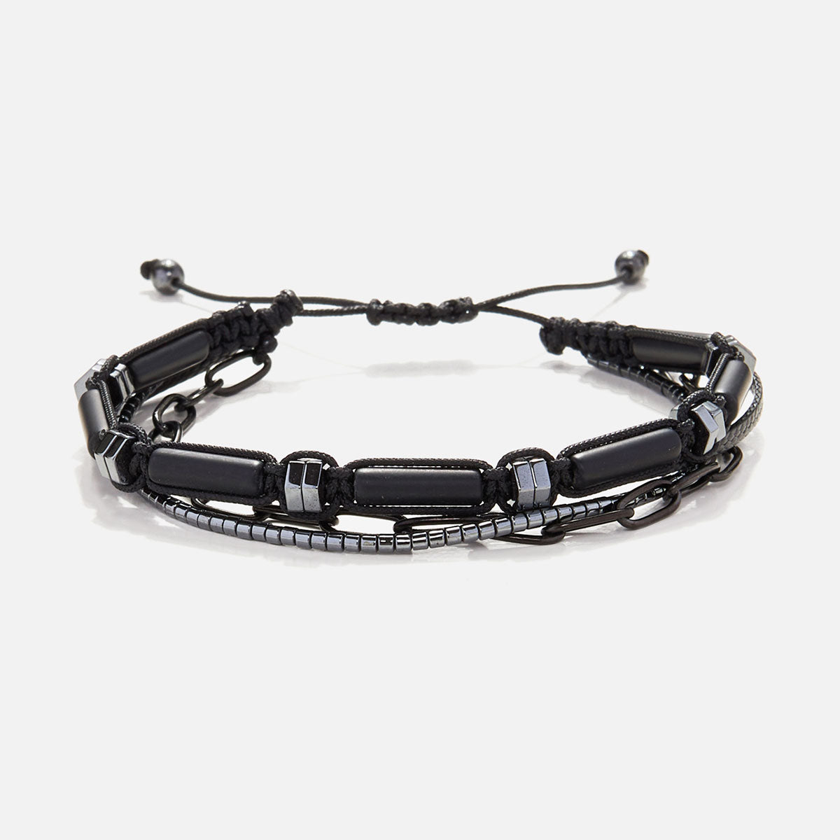 Handmade Men's Adjustable Multiline Beaded Bracelet