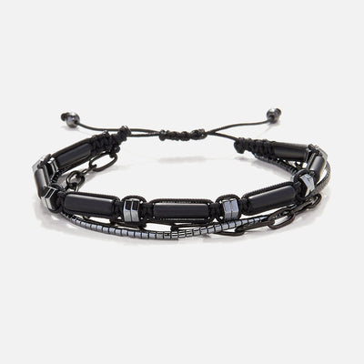 Handmade Men's Adjustable Multiline Beaded Bracelet