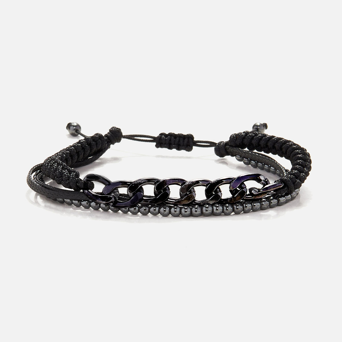 Handmade Men's Adjustable Multiline Beaded Bracelet