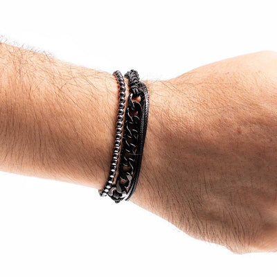 Handmade Men's Adjustable Multiline Beaded Bracelet
