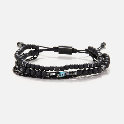 Handmade Men's Adjustable Multiline Beaded Bracelet