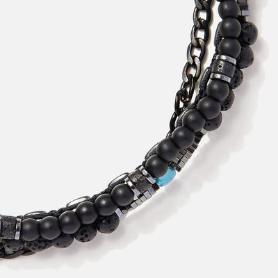 Handmade Men's Adjustable Multiline Beaded Bracelet