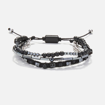 Handmade Men's Adjustable Multiline Beaded Bracelet