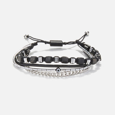 Handmade Men's Adjustable Multiline Beaded Bracelet