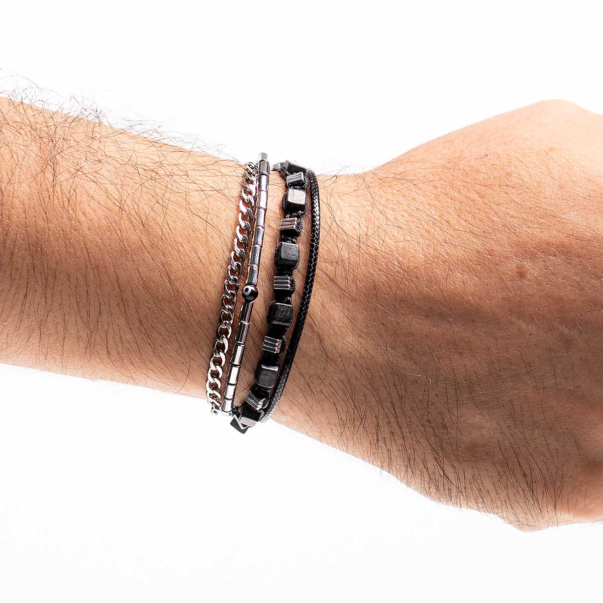 Handmade Men's Adjustable Multiline Beaded Bracelet
