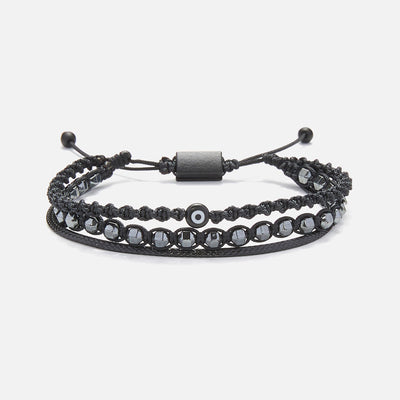 Handmade Men's Adjustable Multiline Beaded Bracelet