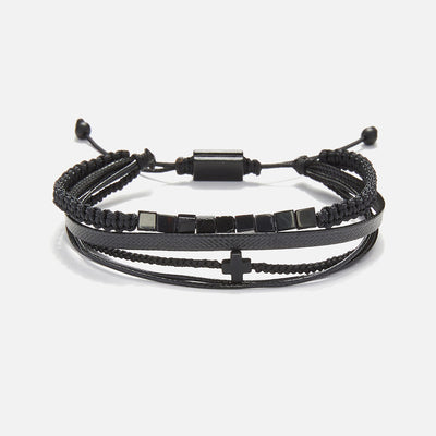 Handmade Men's Adjustable Multiline Beaded Bracelet