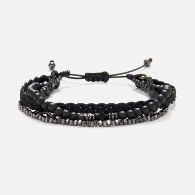 Handmade Men's Adjustable Multiline Beaded Bracelet