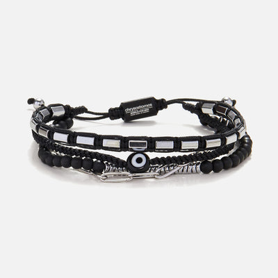 Handmade Men's Adjustable Multiline Beaded Bracelet